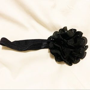 NWOT black eyelet cut chiffon flower headband